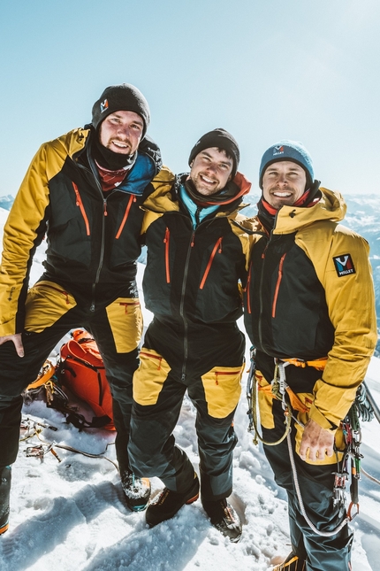 Grandes Jorasses, Direttissima, Pointe Walker, Charles Dubouloz, Clovis Paulin, Symon Welfringer  - Charles Dubouloz, Clovis Paulin & Symon Welfringer climbing the Direttissima on Pointe Walker of the Grande Jorasses (09-13/02/2023)