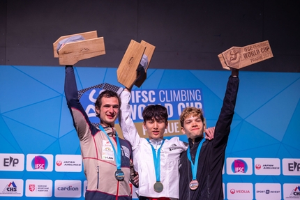 Coppa del Mondo Boulder, Praga - 2. Adam Ondra 1. Dohyun Lee 3. Mejdi Schalck, Coppa del Mondo Boulder 2023 Praga