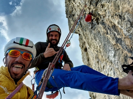 Torrione Quattordio, Monte Moregallo, Monti lariani, Osa di più, Cristian Candiotto - L'apertura di 'Osa di più' al Torrione Quattordio (Monte Moregallo, Monti lariani)