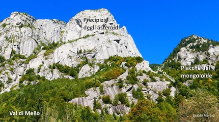 Picikum, Val di Mello, Eraldo Meraldi, Isacco Sala - In Val di Mello il Precipizio degli Asteroidi e le Placche del Mongoloide