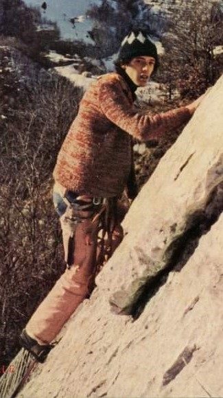 Andrea Savonitto - In arrampicata allo Zucco dell'Angelone. Copertina della guida La Chiusa della Valsassina del 1981