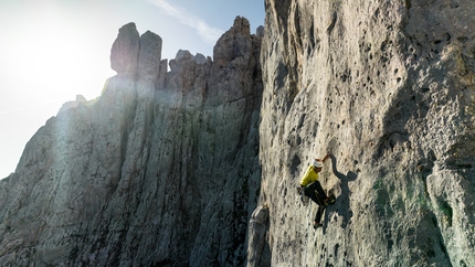 Spiz d’Agner, Dolomites, Barbari nel TAO, Nicolò Geremia, Mirco Grasso - Nicolo Geremia and Mirco Grasso making the first ascent of Barbari nel TAO, Spiz d’Agner, Dolomites