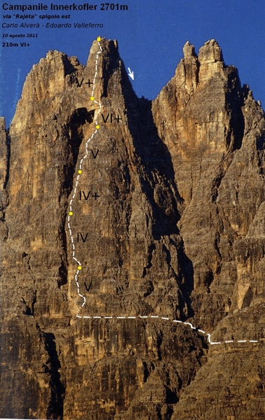 Via Rajëta, Campanile Innerkofler, Croda da Lago,  Dolomiti