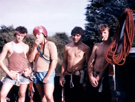 Jerry Moffatt - The St David's College Climbing Club in 1979: Jerry Moffatt (left), best friend Andrew Henry, Paul Stanfield and Mark Cole
