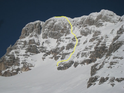 Jof di Montasio, prima discesa con gli sci dalla parete sud per Vuerich - Luca Vuerich ha realizzato la prima discesa con gli sci della parete sud dello Jof di Montasio 2753 m (Alpi Giulie).