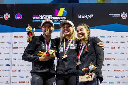 Janja Garnbret, Campionato del Mondo Boulder 2023, Berna - 2. Oriane Bertone 1. Janja Garnbret 3. Brooke Raboutou Campionato del Mondo Boulder 2023, Berna