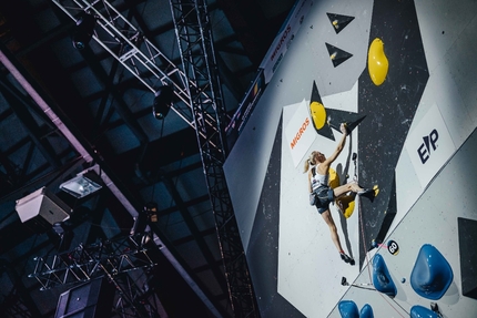 Boulder & Lead Climbing World Championships - Janja Garnbret (SLO) competes in the Boulder & Lead at the IFSC Climbing World Championships