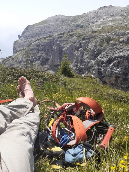 Ivo Ferrari in solitaria apre 'In Memoria di Nico' al Monte San Lucano (Dolomiti)