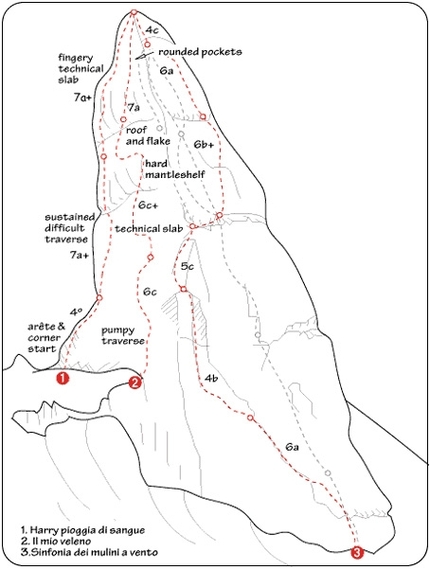 Itu Damagoni - Il mio veleno, Aguglia di Goloritzé - Topo Itu Damagoni - Il mio veleno, Aguglia di Goloritzé, Supramonte, Sardinia