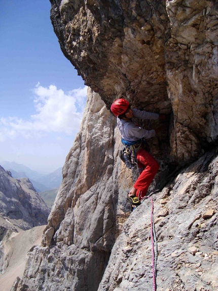 Hansjörg Auer - Hansjörg Auer during the first free ascent of Colpa di Coda