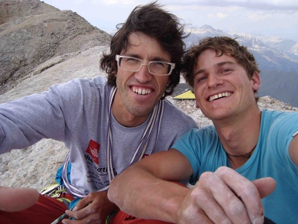 Hansjörg Auer - Hansjörg Auer and Gerhard Fiegl on the summit after Colpa di Coda.