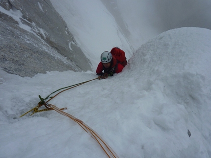 K7 West - Descending from the summit of K7 West (6934m).