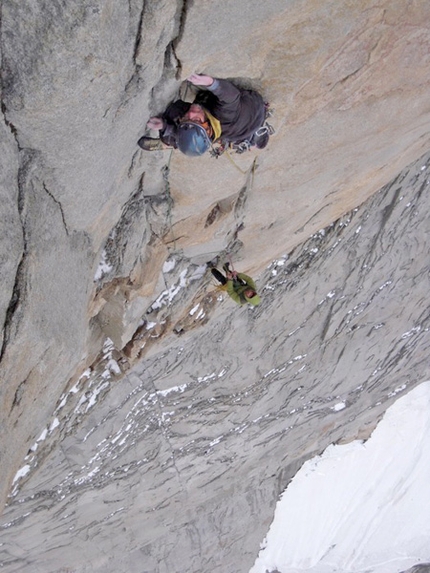 South African route Central Tower East Face - South African route: South African route, East Face Central Tower, Paine, Chile Ben Ditto, pitch 13.