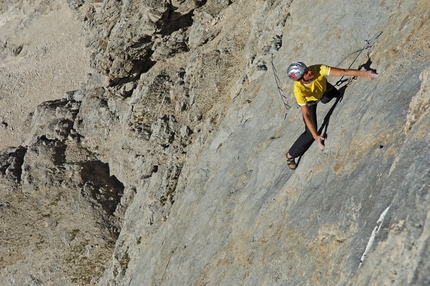 Via Calispera Torre Dusso - Via Calispera: Massimo da Pozzo in azione. Foto di Giuseppe Ghedina