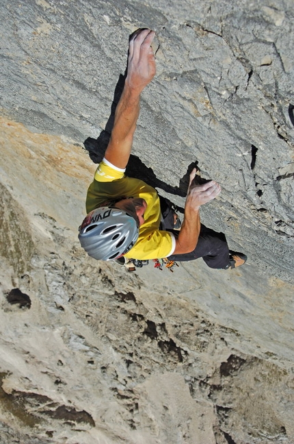 Via Calispera Torre Dusso - Via Calispera: Massimo da Pozzo in azione. Foto di Giuseppe Ghedina