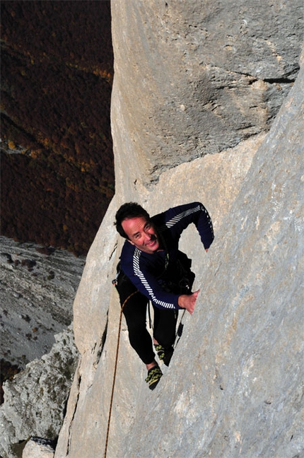 Il Vecchiaccio Gran Sasso d'Italia, Corno Piccolo, Seconda Spalla - Il Vecchiaccio: Pierluigi Bini su Il Vecchiaccio Seconda Spalla Corno Piccolo (ph F. Antonioli)