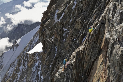 Monte Rosa - Exploring The Alps - Hervé and Marco Barmasse estabishing the route route up the S Face of Monte Rosa