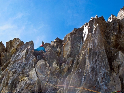 Monte Rosa - Exploring The Alps - Hervé Barmasse estabishing the route route up the S Face of Monte Rosa