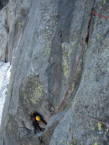 Nostradamus Aiguille des Pélerins - Nostradamus: Primo tiro in diagonale a destra (foto Giglio)