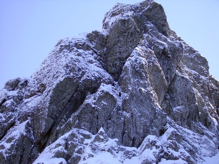 Superpsyco Monte Pennino, antecima del Monte Penna - Superpsyco: Sulla seconda lunghezza di Superpsyco, Monte Pennino (ph Davide Chiesa)