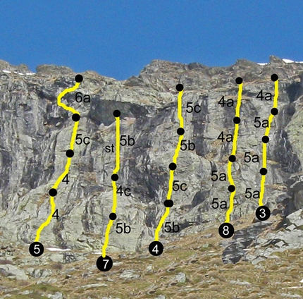 Nuove vie alla Parete delle Selle, Vallone di Scalaro, Cima Battaglia