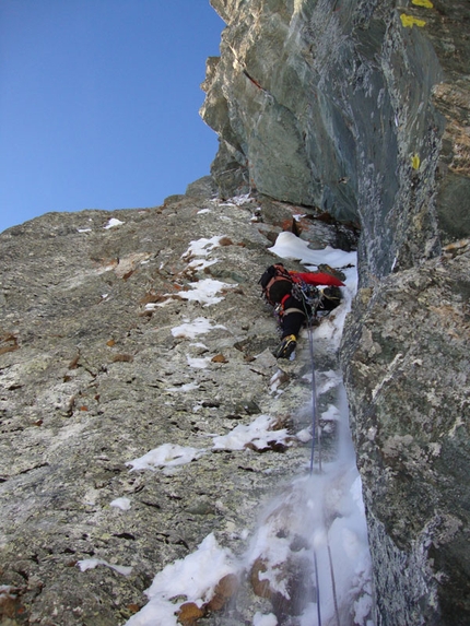 Cugnisiun zerò Monviso - Cugnisiun zerò: Umberto Bado su L2 di Cugnisiun zerò, Monviso, Parete Nord, Settore Nord Est