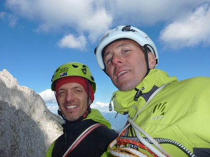 Dall'alba al tramonto Presolana Centrale - Dall'alba al tramonto: Stefano Codazzi and Daniele Natali, finally on the summit