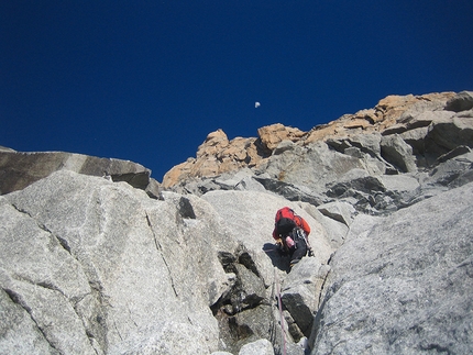 Pilone Centrale del Frêney - Via classica (Bonington) Monte Bianco - Pilone Centrale del Frêney - Via classica (Bonington): Pilone Centrale del Freney, prima lunghezza. Foto Francesco Lamo