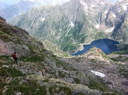 Sperone Salesi Cima Sud dell'Argentera - Sperone Salesi: La discesa, Vallone del Baus