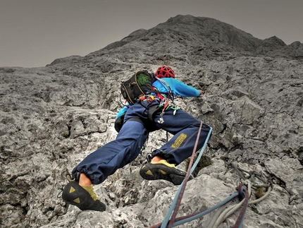 Maleficent Cimone della Bagozza - Maleficent: Francesco Beni and Fulvio Zanetti climbing Maleficent, Cimone della Bagozza © Gambarini Gianandrea