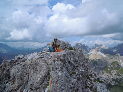 Via Cassin Cima Piccolissima di Lavaredo - Via Cassin: Cima Piccolissima di Lavaredo, Via Cassin: Annalisa Fioretti on the summit © Annalisa Fioretti, Gianpietro Todesco