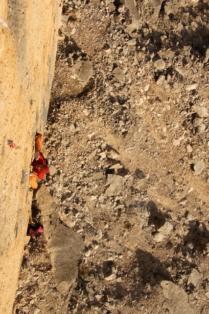 Climbing at Baule and Bilico - Manolo climbing at Bilico, Val Canali, Dolomites