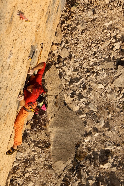 Climbing at Baule and Bilico - Manolo climbing at Bilico, Val Canali, Dolomites