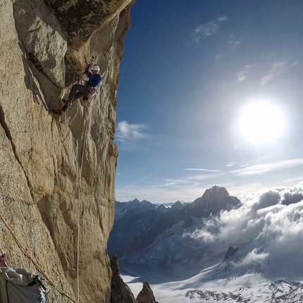 L'or du temps Grand Capucin - L'or du temps: Arnaud Petit during the first ascent of her new climb up Grand Capucin