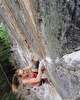 Eva Hammelmüller controls 'Crise de Panique' (8c+)